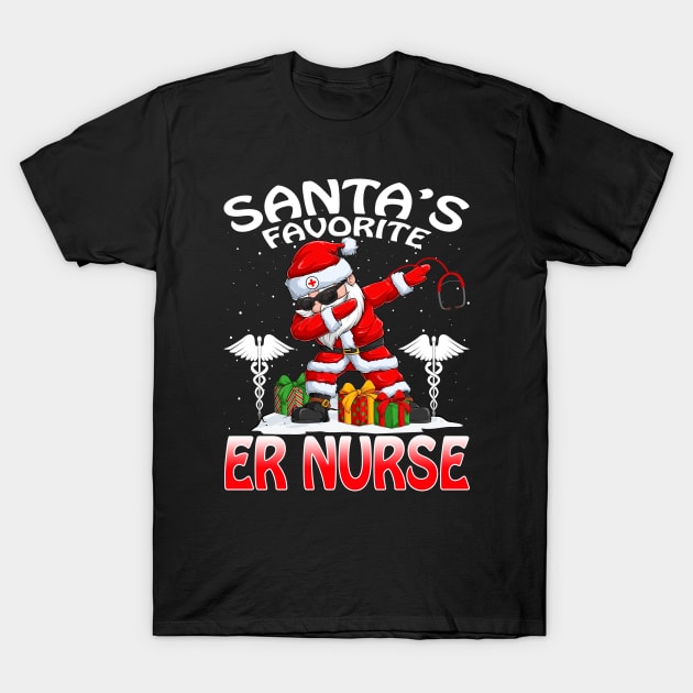 Santas Favorite Er Nurse Christmas T Shirt T-Shirt by intelus